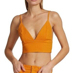 ALICE + OLIVIA ORANGE DENIM CROP TOP